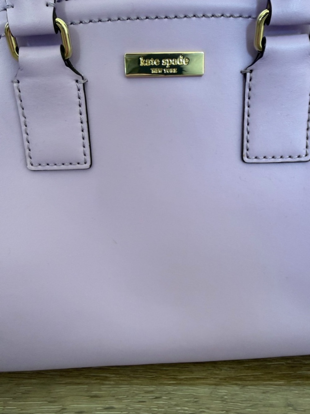 kate spade lavender scalloped leather satchel with gold hardware - Picture 2 of 5